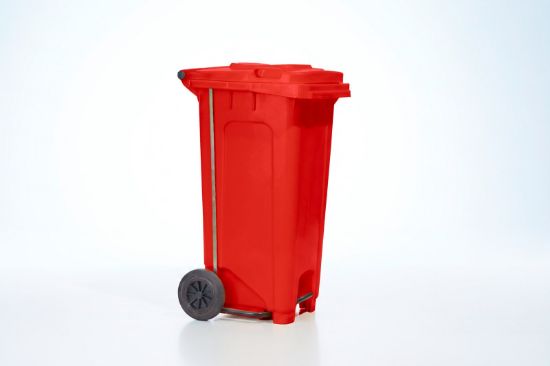 120L-PEDAL-BIN Red bin Red lid